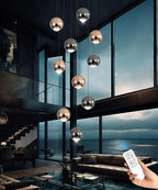 10-Light LED Staircase Chandelier Crystal Ceiling Lights Large Chandeliers for High Ceilings, Entryway Modern Lighting Fixture Villas and Stairs