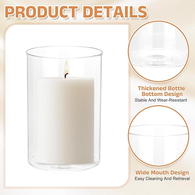 uxcell Hurricane Candle Holder (H:5.9" OD:4"), Pillar Floating Candles Holder Clear Glass Cylinder Flower Vases for Table Centerpiece Wedding Party Home Decoration 2Pcs