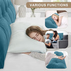 Large Triangular Headboard Pillows Long Backrest Positioning Support Bolster Cushion for Daybed Fluffy Quality Plush Body Wedge Pillow with Removable Cover(Dark blue-Full-54x8x20in)