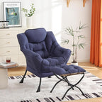 Cozy Lazy Chair and Ottoman, Large Contemporary Accent Lounge Chair Set, Leisure Upholstered Reading Armchair for Bedroom, Living Room, Dorm Rooms, Office