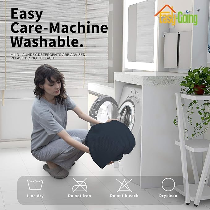 Easy-Going 6 Pieces Recliner Loveseat Stretch Sofa Slipcover Sofa Cover Furniture Protector Couch Soft with Elastic Bottom Kids, Spandex Jacquard Fabric Small Checks Dark Blue