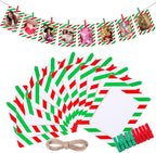 Janlaugh 100 Pcs Christmas Paper Photo Frames 4x6 Red and Green Paper Picture Frame with 100 Clip 10 String Kit DIY Hanging Cardboard Photo Holder Christmas Wall Decor Wedding Home