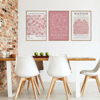 HLNIUC Matisse Pink Wall Art,Neutral Pink Flower Framed Canvas Wall Decor Set of 3(16”x24’) Modern Aesthetic Pictures Wall Painting,Abstract Flower Market Art Print for Living Room,Bedroom