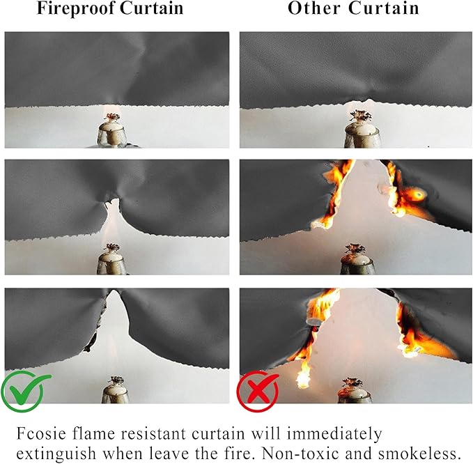 Fcosie Room Darkening Fireproof Curtains - Extra Wide Flame Retardant Drapes - Antique Bronze Grommet Top - 80% Blackout Fire Protection Drapery - Privacy Add Draperies, 2 PCS, 120" Wx84 L, Grey