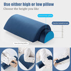 ROYALAY Half Moon Bolster Knee Pillow for Legs, Knees, Lower Back and Head, Adjustable Semi Roll Round Lumbar Support Pillow for Bed Sleeping, Health Large half moon pillow for Reduce Pressure,blue