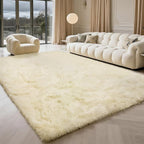 6x9 Fluffy Area Rug for Living Room,Shag Area Rugs for Bedroom,Ivory Soft Fuzzy Rug Non-Shedding Indoor Plush Carpet for Kids Bedroom Nursery Dorm Home Decor