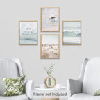 SIGNWIN Poster Bathroom Decor 11"x14"x 4, Wall Art Room Decor Multicolor for Living Room, Bedroom, Office White Nautical Ocean Sea Beach Grass Seagull Landscape Nature Wilderness Realism Landscape