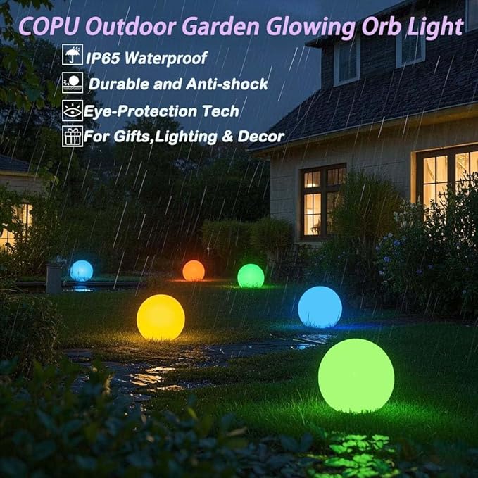 12-Inch LED Ball Light, Changing Glowing Orb Light with Remote, Soft Dimmable Globe Floor Lamp, Rechargeable Globe Mood Lamp, Waterproof Decorative Cordless Night Lights for Home Bedroom Nursery Patio