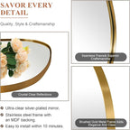 ANDY STAR Gold Bathroom Mirror, 24"x36" Brushed Brass Asymmetrical Wall Mirror in Stainless Steel Metal Frame, Unique Vanity Mirror with Modern Curved Design, Ideal for Bathroom, Bedroom, Entryway