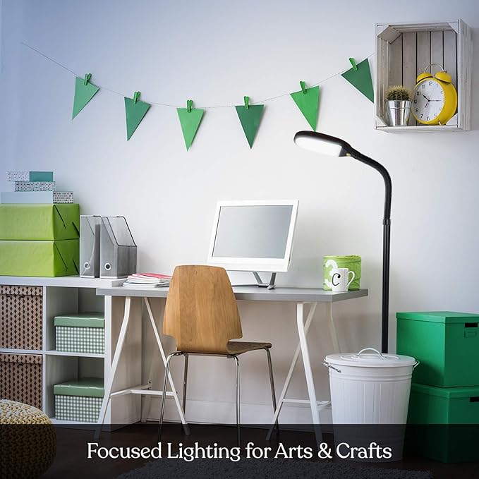 Brightech Litespan - Bright LED Floor Reading Lamp for Over Chair Crafts and Reading, Estheticians' Light for Lash Extensions, Adjustable Standing Lamp for Living Room, Bedroom, Office - Havana Brown