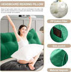 Large Triangular Headboard Pillows Long Backrest Positioning Support Bolster Cushion for Daybed Fluffy Quality Plush Body Wedge Pillow with Removable Cover(Dark Green-Twin/Twin XL-39x8x20 in)