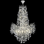 H61'' Modern Silver K9 Crystal High Ceiling Chandeliers, 23-Lights Staircase Chandeliers,Large Crystal Tree Branch Chandelier, D40'' Foyer Chandelier,for Living Room,Entryway
