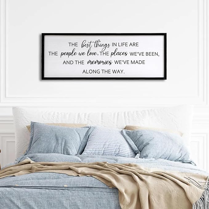 The Best Things in Life Framed Wall Art, 32''×12'' Rustic The Best Things in Life Sign for God Jesus Christ Prayer, Horizontal Holy Inspirational Family Home Decor