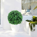 Artificial Boxwood Topiary Ball Trees with Ground Spikes UV Resistant Faux Greenery Shrubs Fake Shrubs for Outdoors, Realistic Faux Plants Bushes for Garden Porch Yard Patio Decor (Green Boxwood)