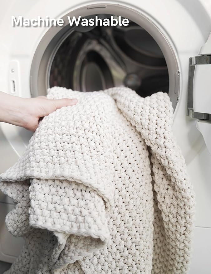 YnM Chunky Cotton Knit Throw Blanket, Cable Knit Throws for Bed Couch Sofa, Comfy & Relaxing, Decorative Piece for Farmhouse Modern Boho Rustic Scandinavian Chic Vibe, Chocolate Brown 60x80 Inches