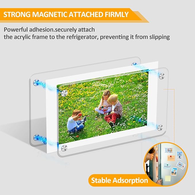 15 Pack Magnetic Acrylic Picture Frame for Fridge, 2.36x3.54 Inch Polaroid Frame, Double Sided Refrigerator Magnet Picture Frame for Fujifilm Instax Mini, Clear Picture Display Frame