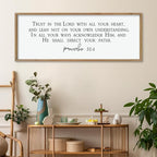 LuZhiQiang Trust in the Lord With All Thine Heart Wall Decor Art 40"×15" Bible Verse Proverbs 3:5-6 Sign Scripture Christian Large Wood Framed Hanging (Wood)