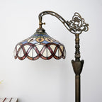 Tiffany Floor Lamp Yellow Peacock Tail Stained Glass Floor Light Adjustable Angle Tall Standing Lamp 63 inches for Home Living Room Bedroom