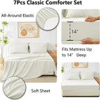 CozyLux Queen Comforter Set Ivory - Bed in a Bag Queen Size 7 Pieces, Luxury Soft Bed Set for All Seasons, Bedding Set with Down Alternative Comforter, Sheets, Pillowcases & Shams