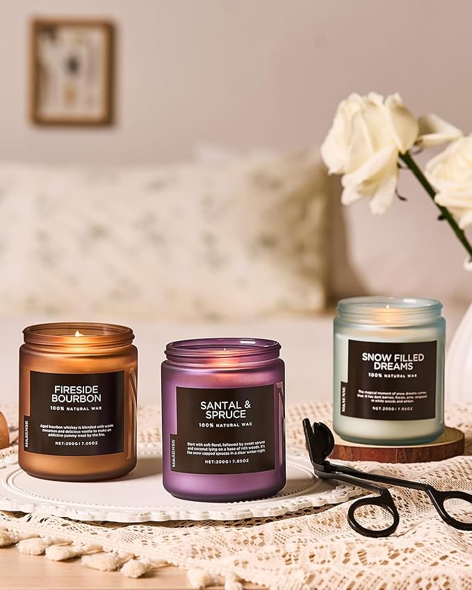 M&SENSE Sweet Spruce Scented Candle, Natural Soy Wax Winter Candle Cotton Wick 7.05oz Up to 50 Hours Tree Scented for Holiday Housewarming Gifts for Friends Family