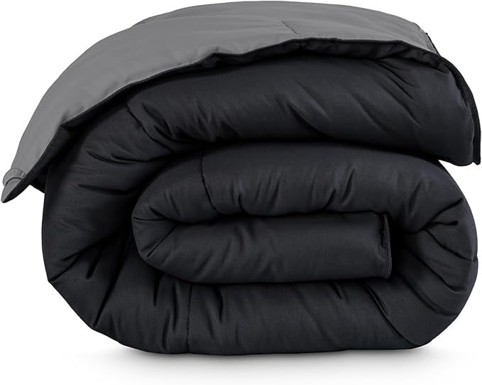 Bare Home Queen Comforter - Reversible Colors - Goose Down Alternative - Ultra-Soft - Premium 1800 Series - All Season Warmth - Bedding Comforter (Queen, Black/Grey)