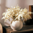 LUKA Antique Ceramic Vase with 2 Handle,6.7 inches Rustic Vase Minimalist Decor, Decorative Vases for Home Decor, Table, Living Room, Shelf, Christmas Decoration(Small,White)