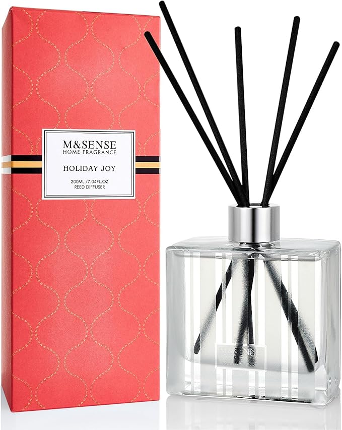 M&SENSE Citrus & Pine Scent Diffuser - 7.04oz Holiday Joy Reed Diffusers for Home, Scented Diffuser Gifts for Her, Home Fragrance Diffusers with Sticks for Bathroom Bedroom & Shelf Decor