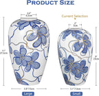 Blue and White Ceramic Vase for Home Decor – Hand-Painted Porcelain Flower Vase with Gold Accents – Chinoiserie-Inspired Home Decor Vases – 9" for Table, Shelf, or Mantel