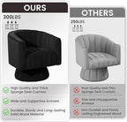 Kromax Swivel Accent Chair with Armrest, Set of 2, Mid Century 360 Degree Swivel Barrel Chair Overstuffed Tufted Velvet, Ideal for Living Room, Bedroom, Reading Room, Black