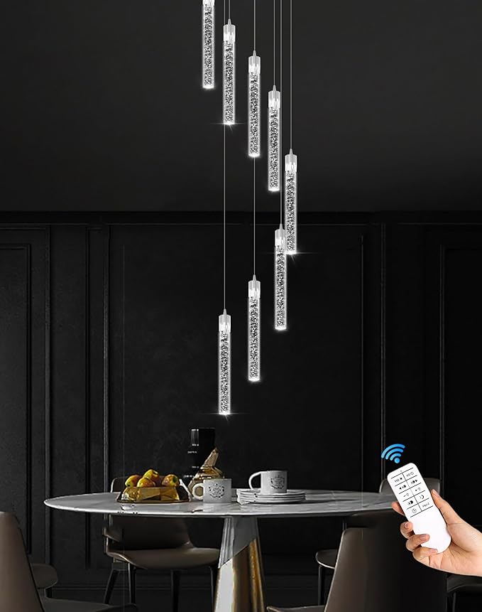 Modern Chandelier 8-Light Bubble Crystal Pendant Light Adjustable Pendant Light Fixture Crystal Chandeliers for Living Room Dinning Room Bedroom
