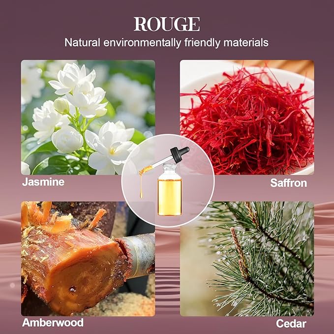 Reed Diffuser Set, 6.1 oz (180 ml) Rouge Scented Diffuser with Sticks Long-Lasting Home Fragrance Reed Diffuser for Home Room Office Bathroom Shelf Decor