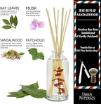 Urban Naturals Bay Rum & Sandalwood Reed Diffuser Scent Sticks Gift Set | Powdery Bay Rum, Sandalwood, Earthy Patchouli & Musk | A Bold, Spicy, Masculine Scent | Smells Like an Old Time Barber Shop