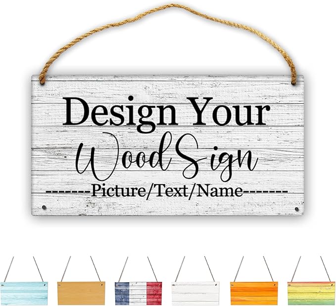 Custom Personalized Board Hanging Wood Sign, Design Your Welcome Sign, Customizable Wall Plaque, House Wood Sign for Garden Yard Home Farmhouse 9.8x5.1 inch