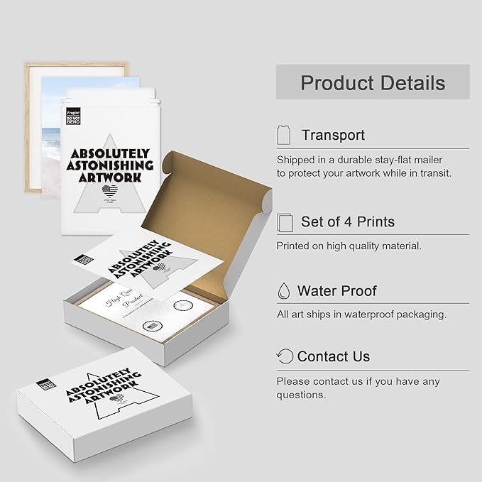 SIGNWIN Framed White Pastel Tropical Island Ocean Beach Shore Wall Art, Set of 4 Landscape Colorful Wall Decor Prints, Nature Wilderness Wall Décor for Living Room, Bedroom - 12"x16" Natural