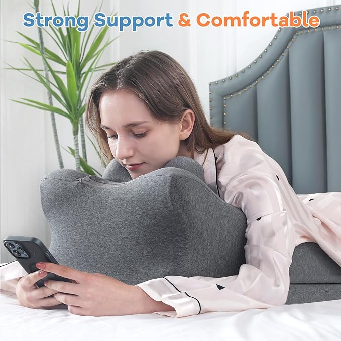 HOMBYS Adjustable Height Face Down Pillow for Sleeping,Reading Wedge Pillow for Headboard,Ergonomic Prone Position Pillow,Memory Foam Pillow for Stomach Sleeper,Back & Neck Pain Relief Incline Cushion