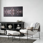 Conipit Chicago Wall Art Chicago Skyline Artwork City Night Downtown Picture Cityscape Painting Framed for Bedroom Home Office Decor 24"x48"