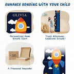 Personalized Name Growth Chart for Wall, Rocket Wood Height Chart for Kids, Height Measurement for Wall, Boy Girls Height Wall Chart Growth Measuring Ruler, Toddler Playroom Decor