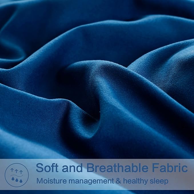 EASELAND Twin XL Down Alternative Comforter - Quilted Duvet Insert for All Seasons, Soft Lightweight with Corner Tabs, Summer Winter Warm Bedding, Navy 68×92 Inches