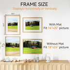 IBUYKE 18x24 Picture Frame,Solid Oak Wood 18x24 Photo Frame with Mat to 16x20,18x24 Picture Frames With Tempered Glass,Wall Mount Display,Home Decor,Natural Oak 24 x 18 Frame,UWPF1824N