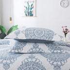 Travan 3-Piece Quilt Set Quilted Bedspread Lightweight Coverlet Set Floral Printed Oversized Quilted Bedding Set with Shams for All Season, Blue Floral, King Size