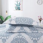 Travan 3-Piece Quilt Set Quilted Bedspread Lightweight Coverlet Set Floral Printed Oversized Quilted Bedding Set with Shams for All Season, Blue Floral, Queen Size