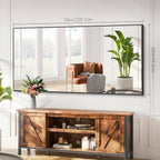 Black Bathroom Mirror for Wall, 55x30 Inch Rectangle Mirrors with Metal Frame, Modern Vanity Wall Mirror Decor for Bathroom Living Room, Entryway Hangs Horizontal or Vertical