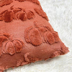 Booque Valley Fall Decorative Pillow Covers Set of 2 18"x18" Soft Plush Faux Fur Wool 3D Rust Pumpkin Throw Pillowcases for Autumn Thanksgiving Harvest Decor, Terracotta