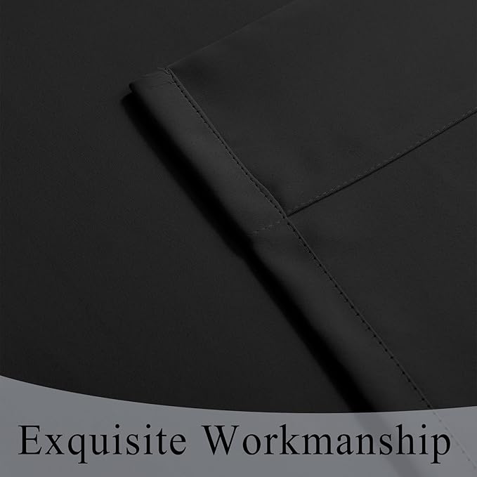 Fcosie 52" Wx96 L Inherent Flame Retardant Curtains - Room Darkening Drapes for School Classroom Dorm Nursing Home Restaurant- Antique Bronze Grommet Top Privacy Window Drapery - Black - 2 Panels