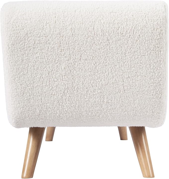 HomePop Modern Storage Bench with Wood Legs Home Décor|Bench with Storage for Living Room & Bedroom - Sherpa Cream