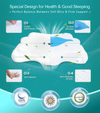 Memory Foam Pillows, Cervical Pillow for Neck and Shoulder Pain Relief, Ergonomic Contour Bed Pillow, Soft for Side Sleep Stomach Sleeping and Back Sleeper…