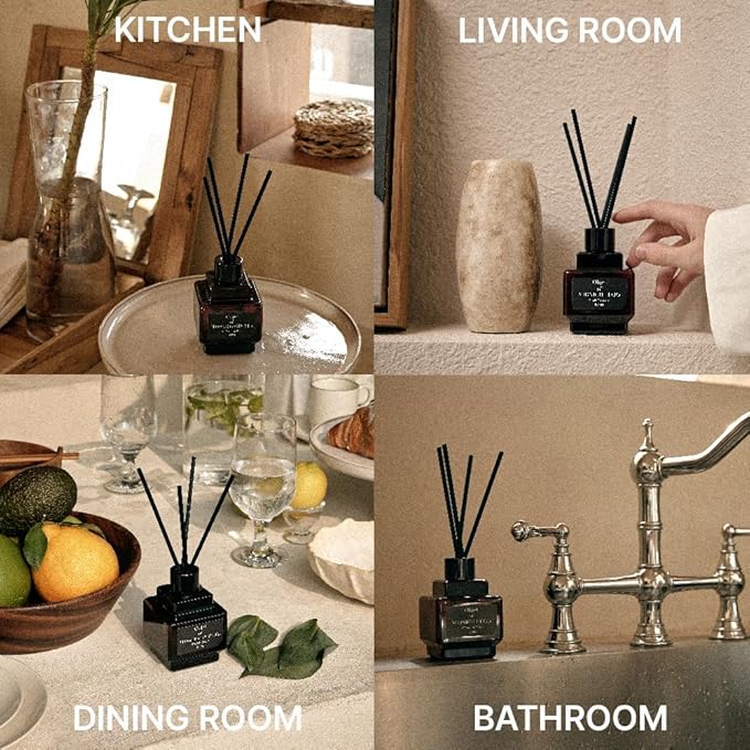 hetras Objet Diffuser Gift Set 6.7 fl.oz. 2 Pack | Cactus - Fresh Greenery Scent | Long-Lasting Scented Room Fresheners with 8 Reed Sticks for Home Fragrance Bedroom Bathroom Shelf Décor