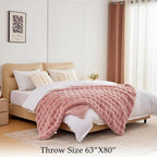BENVWE Faux Fur Throw Blanket for Couch Bed - Fluffy Soft Thick Bubble Blanket for Living Room Home Decor - Mothers Day Birthday Gifts for Women, Dusty Pink, 63" x 80"