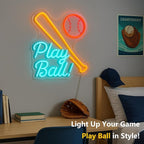 Baseball Neon Sign for Wall Decor, LED Neon Lights for Bedroom, Game Room, Man Cave, Bar, Teen Room, Boys Room, Girls Room, Baseball Bat and Ball Neon Wall Sign, Cool Baseball Room Decor, USB Powered LED Wall Light, 13.4" x 11.8" (Red+Yellow+Blue)