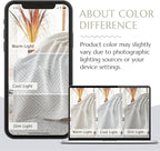 jinchan Boho 100% Cotton Blanket Muslin 50x60 Inches Lightweight 3-Layer Geometric Square Striped Pattern Reversible Quilt Throw Soft Breathable Comfy All Seasons for Couch Bed Decor, Light Grey